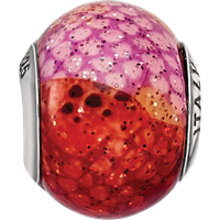 Sterling Silver Reflections Italian Pink & Orange Python Glass Bead view 4