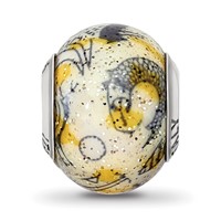 Sterling Silver Reflections Italian Decorative Yellow & White Glass Bead view 3