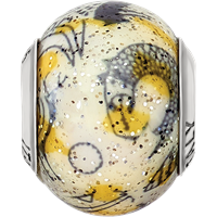 Sterling Silver Reflections Italian Decorative Yellow & White Glass Bead view 4