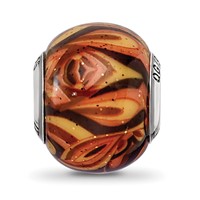 Sterling Silver Reflections Italian Decorative Orange Glass Bead view 3