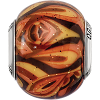 Sterling Silver Reflections Italian Decorative Orange Glass Bead view 4