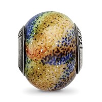 Sterling Silver Reflections Italian Blue & Orange & Green Glass Bead view 3