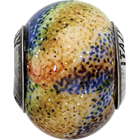 Sterling Silver Reflections Italian Blue & Orange & Green Glass Bead view 4