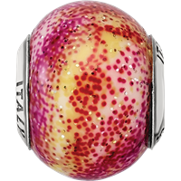 Sterling Silver Reflections Italian Fuschia & Yellow Glass Bead view 4