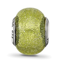 Sterling Silver Reflections Italian Light Green with Silver Glitter Glass Bead view 3