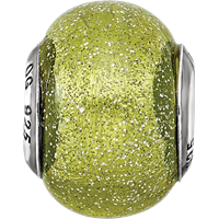 Sterling Silver Reflections Italian Light Green with Silver Glitter Glass Bead view 4