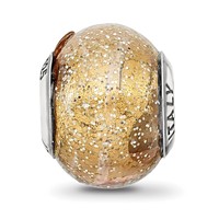 Sterling Silver Reflections Italian Dark Yellow with Glitter Glass Bead view 3