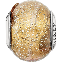 Sterling Silver Reflections Italian Dark Yellow with Glitter Glass Bead view 4