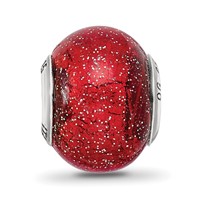 Sterling Silver Reflections Italian Red with Silver Glitter Glass Bead view 3