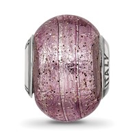 Sterling Silver Reflections Italian Pink Glitter Glass Bead view 3