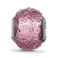 Sterling Silver Reflections Italian Light Purple Textured Glass Bead view 3