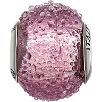Sterling Silver Reflections Italian Light Purple Textured Glass Bead view 4