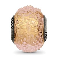 Sterling Silver Reflections Italian Yellow Textured Glass Bead view 3