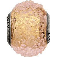 Sterling Silver Reflections Italian Yellow Textured Glass Bead view 4