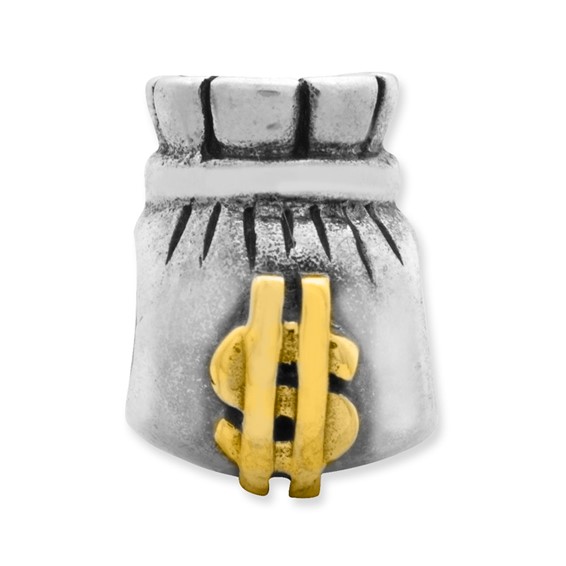 Sterling Silver & 14k Reflections Money Bag Bead