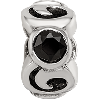Sterling Silver Reflections Black CZ Bead view 4