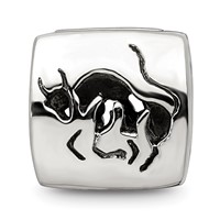 Sterling Silver Reflections Taurus Zodiac Antiqued Bead view 3