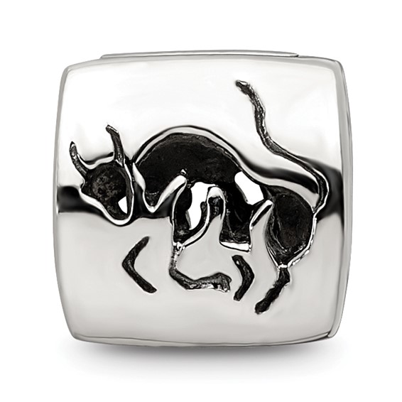 Sterling Silver Reflections Taurus Zodiac Antiqued Bead
