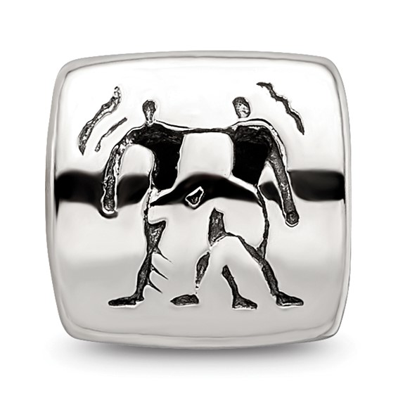 Sterling Silver Reflections Gemini Zodiac Antiqued Bead