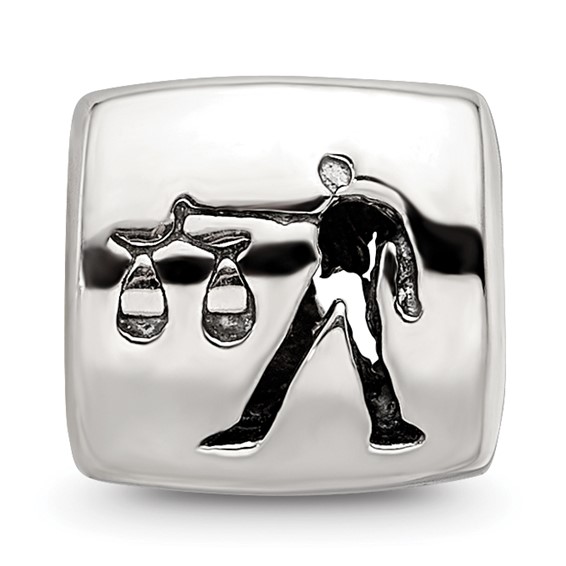 Sterling Silver Reflections Libra Zodiac Antiqued Bead