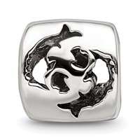 Sterling Silver Reflections Pisces Zodiac Antiqued Bead view 3