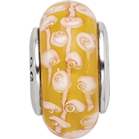 Sterling Silver ReflectionsYellow Hand-blown Glass Bead view 4