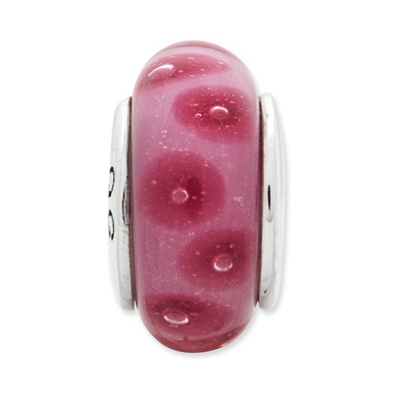 Sterling Silver Reflections Pink Hand-blown Glass Bead