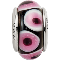 Sterling Silver Reflections Black Pink Hand-blown Glass Bead view 4