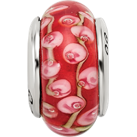 Sterling Silver Reflections Pink Red Hand-blown Glass Bead view 4