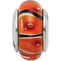 Sterling Silver Reflections Orange Hand-blown Glass Bead view 4