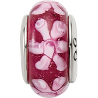Sterling Silver Reflections Purple Floral Hand-blown Glass Bead view 4