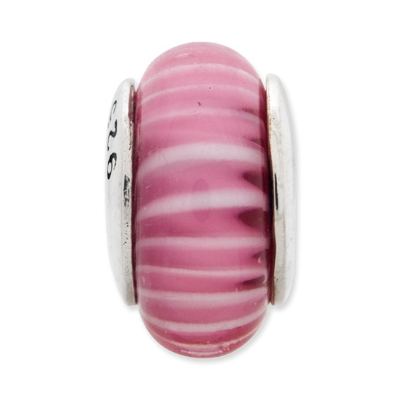 Sterling Silver Reflections Hand-blown Glass Bead