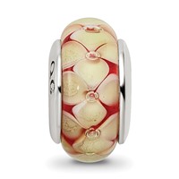 Sterling Silver Reflections Yellow Floral Hand-blown Glass Bead view 3