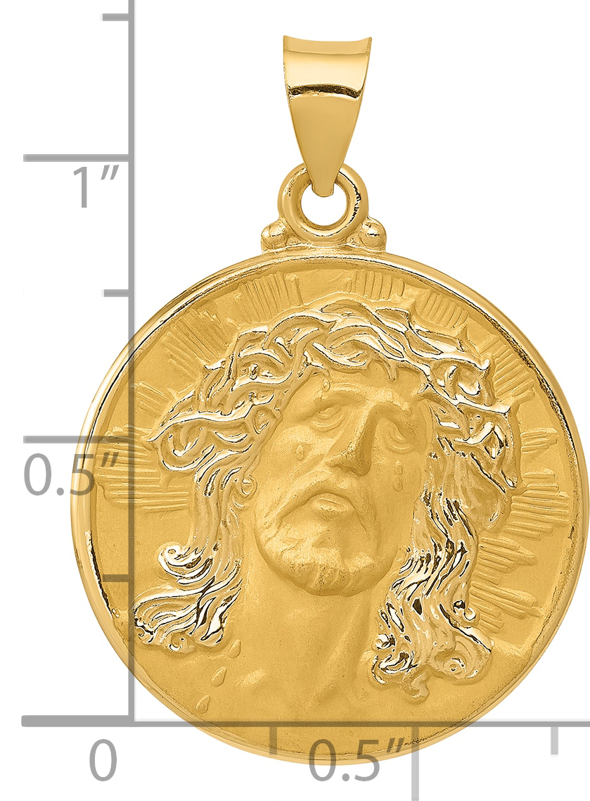 14K Tri Color Gold Diamond Cut Jesus Stamp Religious Charm Pendant For Necklace or Chain