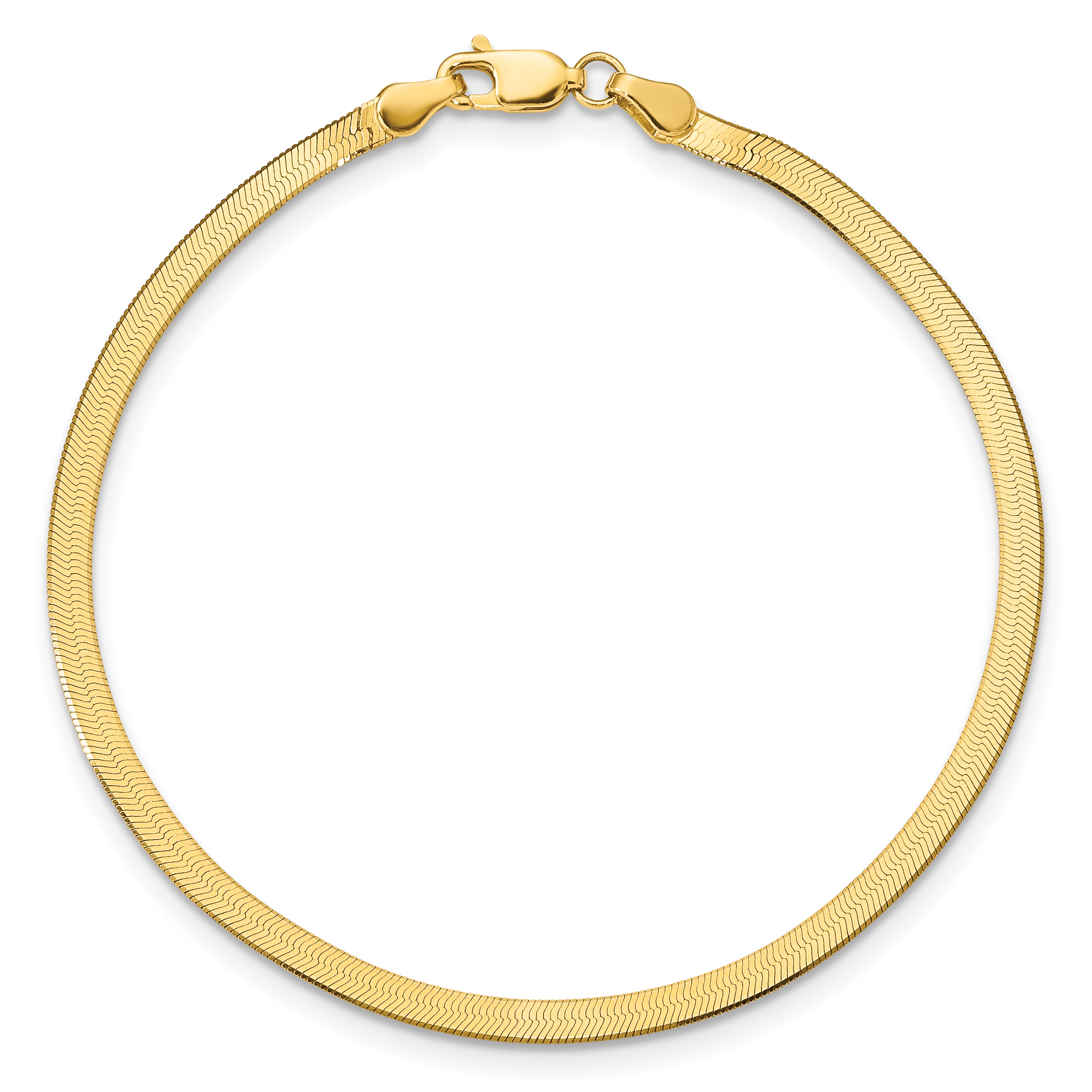 14k Yellow Gold 3mm Silky Link Herringbone Bracelet Chain Fine Jewelry ...