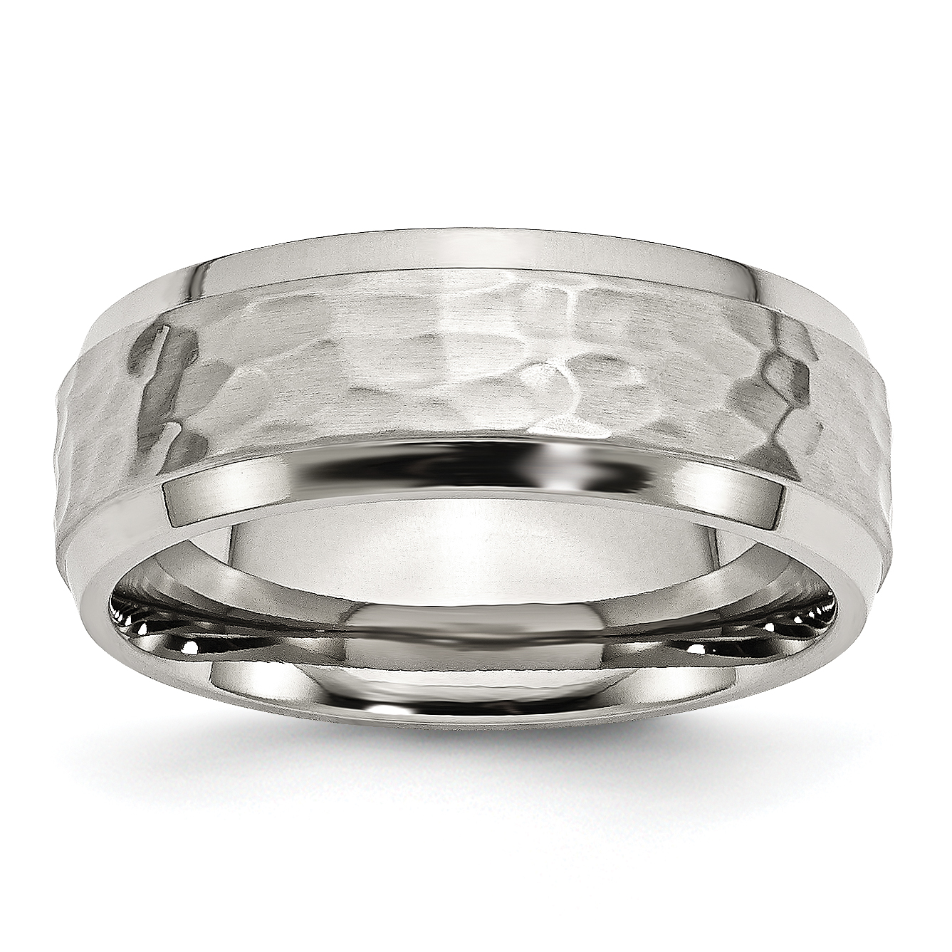 silver hammered wedding band
