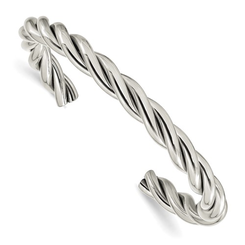 Chisel Stainless Steel Twisted Polished Cuff Bangle | Chisel Jewelry ...