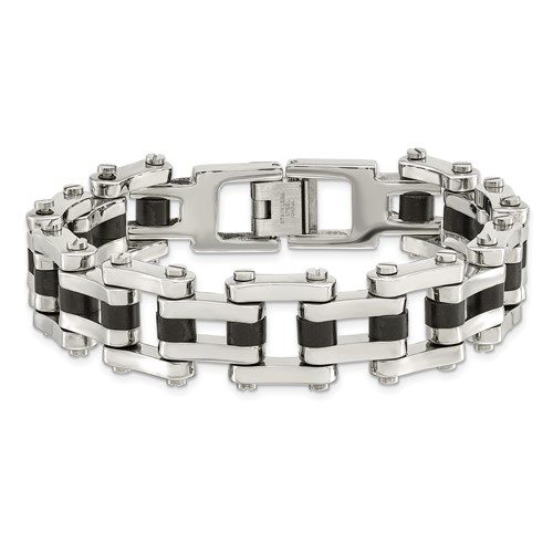 Chisel Stainless Steel Black Rubber Bracelet | Chisel Jewelry ...