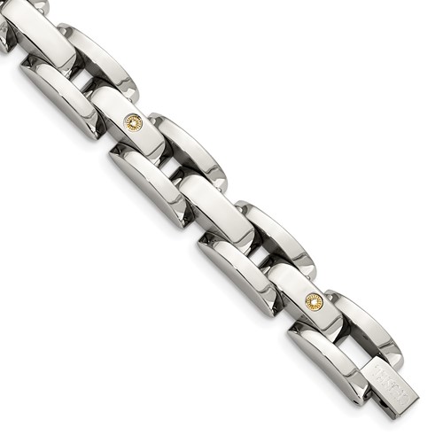Chisel Stainless Steel Polished Diamond 8.5 inch Bracelet | Chisel ...