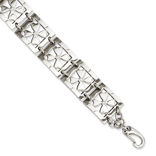 Chisel Stainless Steel Flowers and CZ 7.5 inch Bracelet | Chisel ...