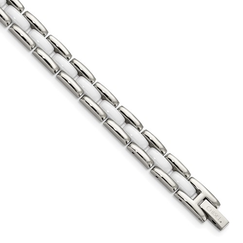 Chisel Stainless Steel White Ceramic 8 inch Bracelet | Chisel Jewelry ...