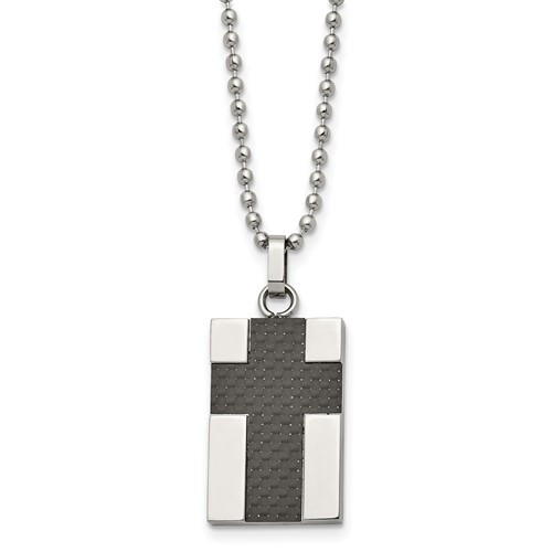 Chisel Stainless Steel Carbon Fiber Cross Necklace | Chisel Jewelry ...