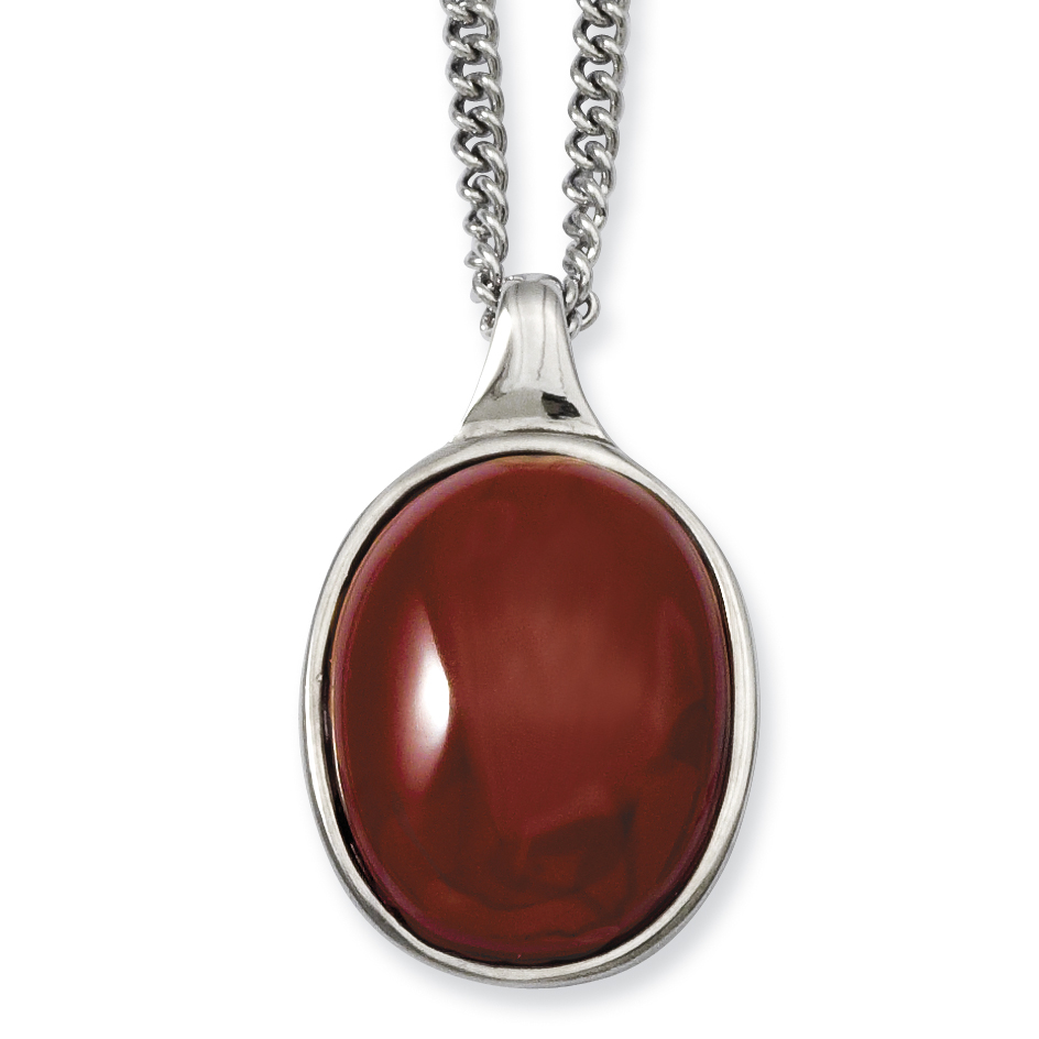 Details About Stainless Steel Red Agate Pendant Chain Necklace Man Charm Natural Stone