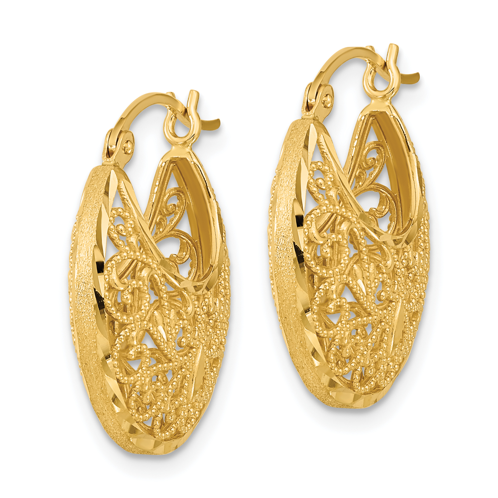 yellow gold filigree earrings