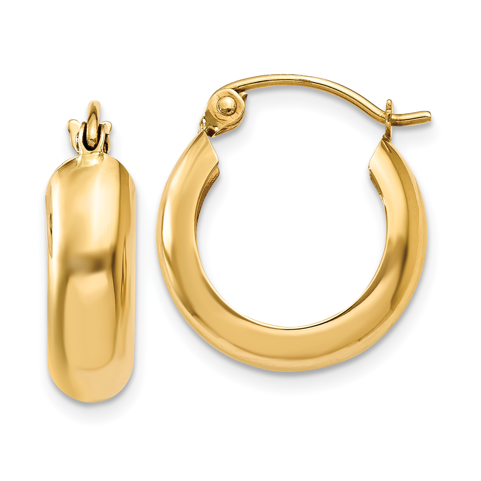 14k Yellow Gold 4.75mm Round Hoop Earrings Ear Hoops Set Fine Jewelry ...