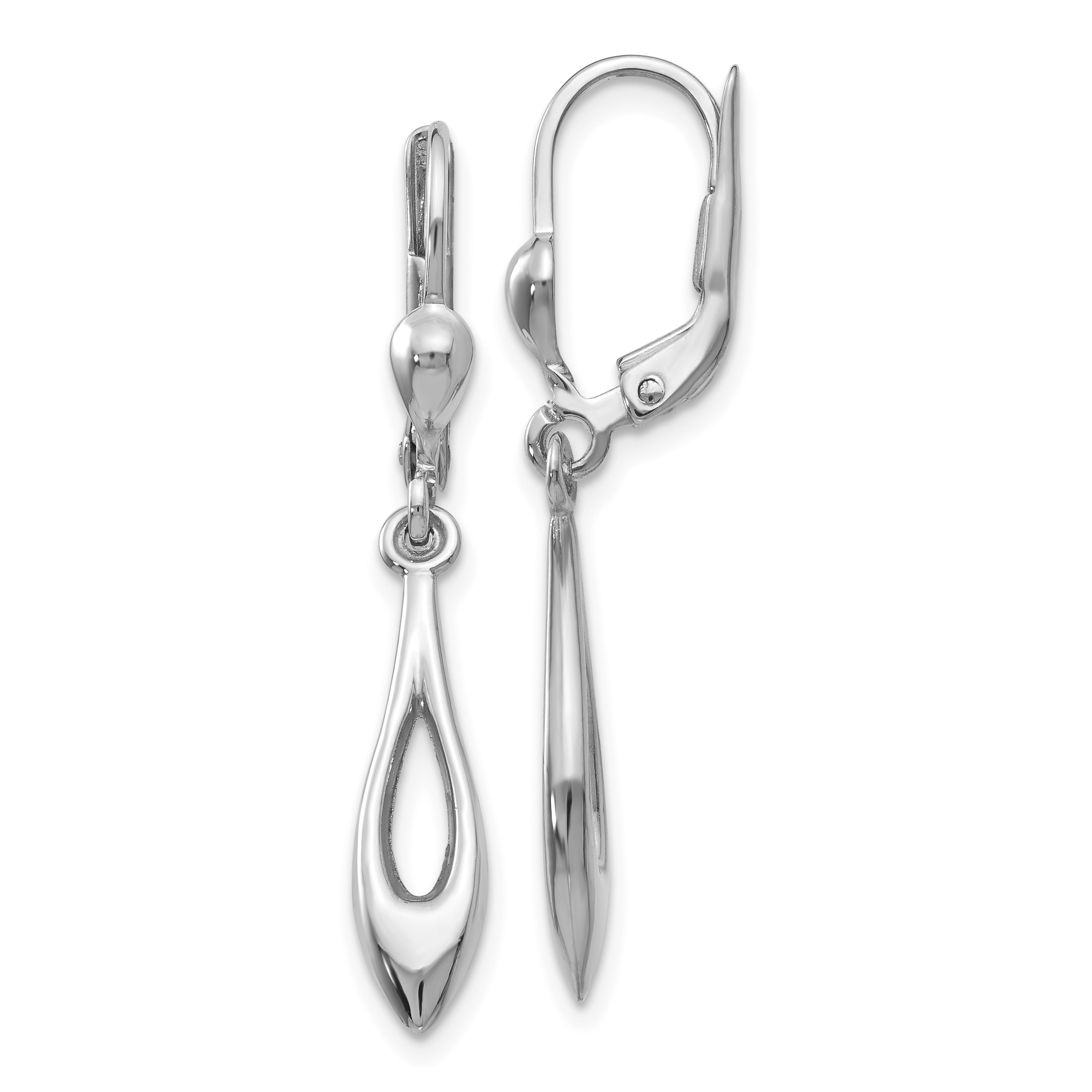 14K White Gold Polished Dangle Leverback Earrings TH925 eBay