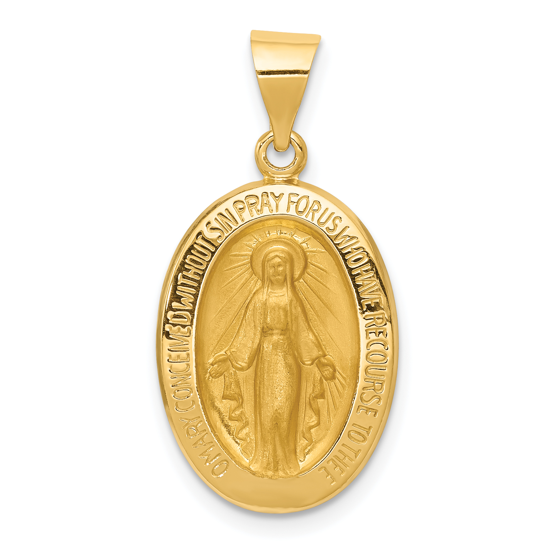 14k Yellow Gold Miraculous Medal Pendant Charm Necklace Religious Fine Jewelry 689738262609 | eBay